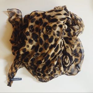 Alexander McQueen Leopard Silk Scarf with Skulls